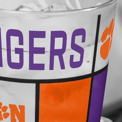 Image of Logo Brands NCAA oz Stained Glass Pint Glass - 3D Embossed Logo & Bold Team Colors - Durable Sports Fan Beer Glass for Home, Bar & Tailgates