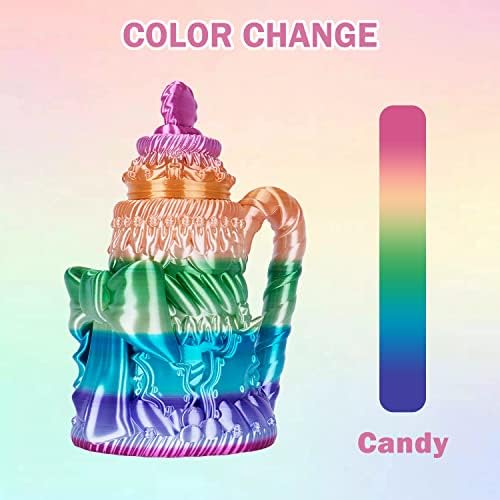 ERYONE Silk Rainobw filament PLA 1,75 mm, do drukarki 3D, jedwabny filament PLA, +/- 0,03 mm, 1 kg / szpulka, Candy Rainbow