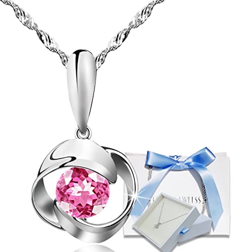 スワロフスキー レディースネックレス シルバー ペンダント プレゼント ギフト 金属アレルギー対応 クリスマス ピンク