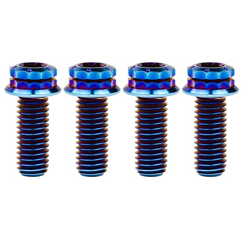 Image of Titanium Flange 12 Point Head M8 x15 20 25 30 35 40 45 50 55 60 65mm Screw Bolt Pack of 4 (M8x20mm, Burning Blue)