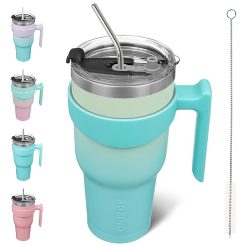 Image of BJPKPK 40 oz Tumbler with Handle & Straw, Insulated Stainless Steel Mug