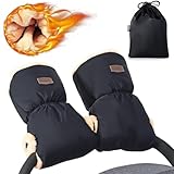 Orzbow Handwärmer Kinderwagen, Wasserdicht Künstliche Lammfell Handschuhe Kinderwagen mit Tasche...