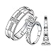 Onefeart Blanco Oro Plateado Mujeres Hombres Anillo Redondo Circónia cúbica Torre Eiffel Forma Pareja Compromiso Anillo Pareja