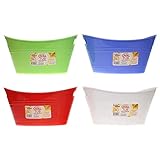 Oval plastic storage tubs with handle - Small size: (12.8' x 9' x 6.3') - Oval plastic tub with handle - store small items at home, classroom, beauty salon - 4 colors Blue, White, Red and Green