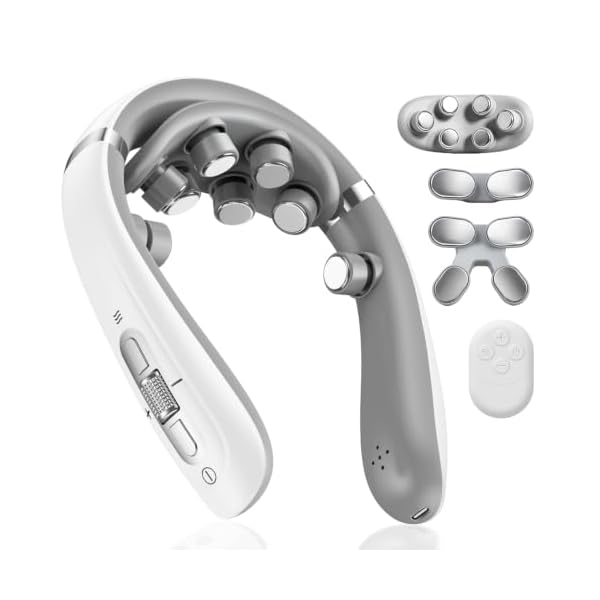 Neck Massager with Heat, 3 Interchangeable Heads for Multi-Zone Coverage