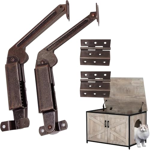 Antique Bronze Lid Support Hinges & Two Folding Hardware Hinge Set of 4