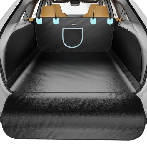 Tapizado SUV Cargo Liner para perros con cuero PU, funda impermeable para maletero de mascotas con lados altos, alfombrilla de asiento para perros para SUV, furgonetas con protección para parachoques