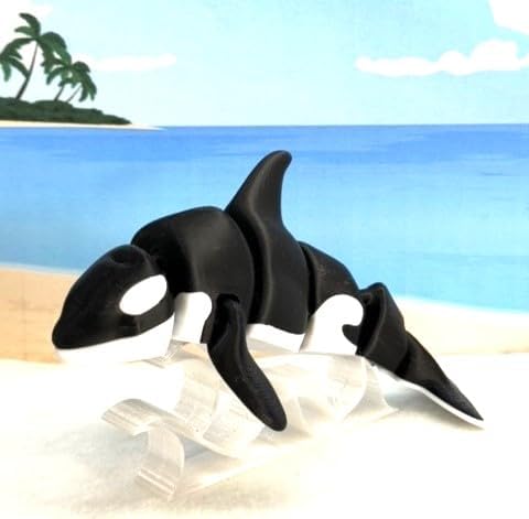 3D Printed Orca, 6.5" Articulated Orca Whale, Fun Home Decor, Executive Desk Decor, Killer Whale Model Figures, Fidget Toy for ADHD/Autism AO001