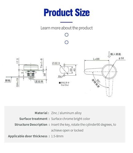 Serrure d'armoire de commutation MS172-1 et serrure de distribution industrielle 1pc - 6