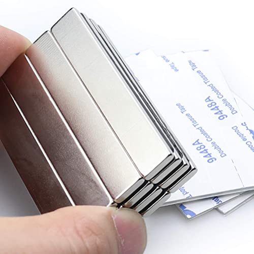 16 Pack Strong Neodymium Bar Magnets With Double-Sided Adhesive, Mikede Rare Earth Metal Neodymium Magnet - 60 X 10 X 3 Mm #TOP1