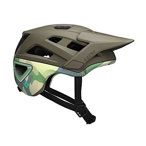 LAZER Jackal KinetiCore Mountain Bike Helmet, Bicycling Gear for Adults, Men & Women’s Cycling Head Gear with Visor, Matte Dark Green Camo, Small