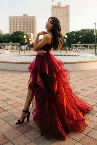 Women's Sparkle Tulle Prom Dresses V Neck Spaghetti Straps Ball Gowns Long Fluffy Layered Formal Evening Dress4