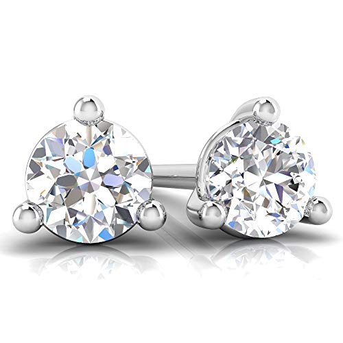 10K White Gold Lab Grown Diamond Martini Stud Earrings | D-F Color, VS-SI Clarity | Solitaire Jewelry Gifts
