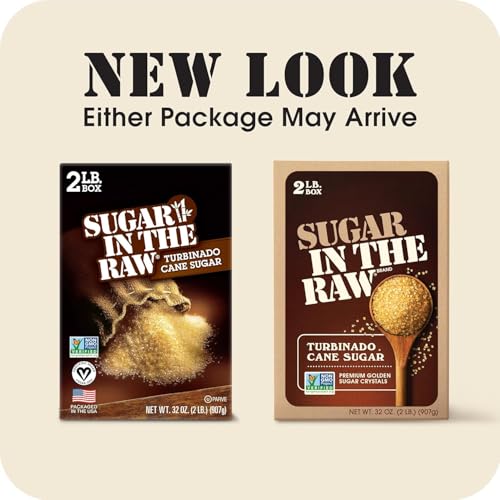 Image of In The Raw Granulated Turbinado Cane Sugar, 2 lb Box, Pure, All-Natural Turbinado Sugar, Non-GMO Project Verified, Kosher, Vegan and Gluten Free (Pack of 12)