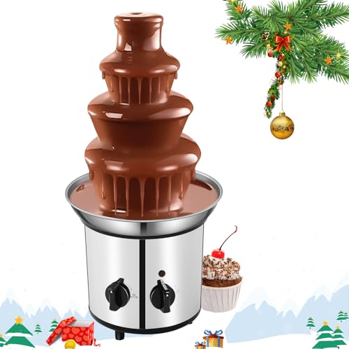 JAYGOVAN Chocolate Fountain 4 Tiers Electric Melting Machine Chocolate Fondue Fountain Set Up to 4lbs Chocolate Electric Chocolate Fondue Fountain Machine 18.5'' Tall for Nacho Cheese, BBQ Sauce