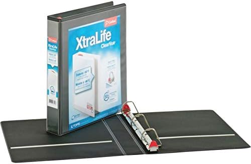 Cardinal 3 Ring Binder, 1.5 Inch Heavy Duty XtraLife Binder, Locking Slant-D Rings, Crack-Resistant Cover & Spine, ClearVue Covers, Holds 375 Sheets, Black (26311)