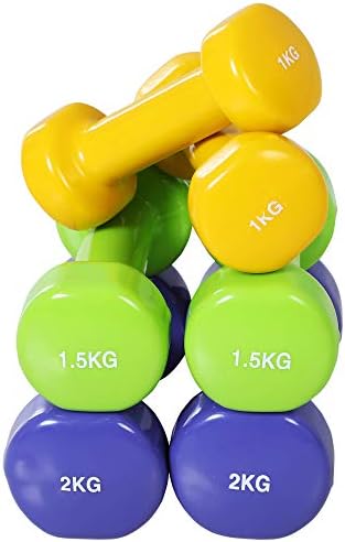 HOMCOM 10kg Colourful Dumbbell Weights Set Home Exercising Toning w/Carry Case PU Cover Premium Weight Lifting Home Gym
