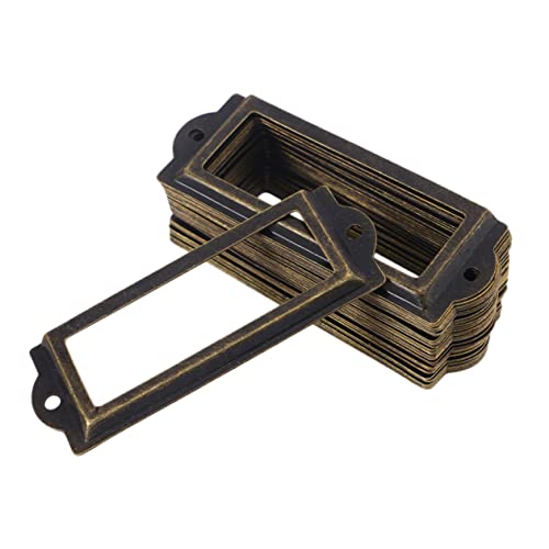 Cabilock 24Pcs Drawer Label Box Metal Cabinets Metal Holder Vintage Frames Cabinet Label Frame Vintage Label Holder Cabinet Label Holders File Label Holder Copper Label Frame Tag Frame Card #TOP23
