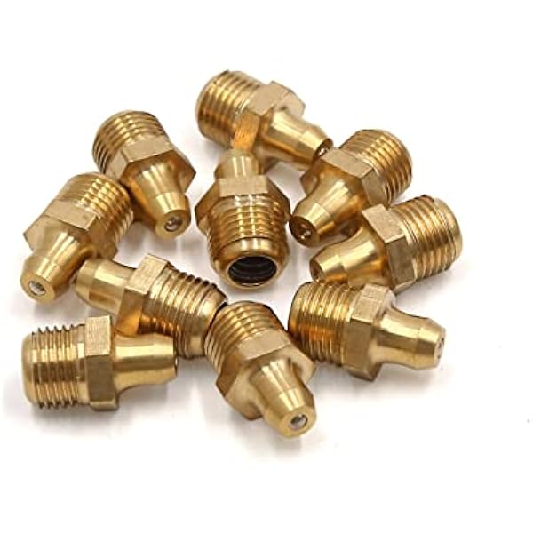 Uxcell 10Mm Male Thread Straight Hydraulic Grease Nipple Fitting Gold Tone 10Pcs