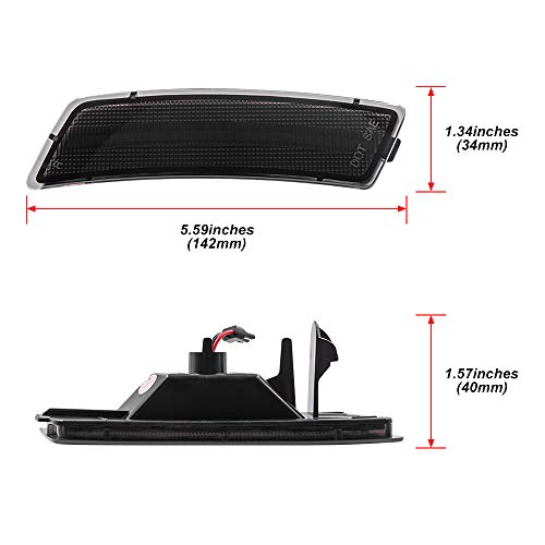 Nslumo Amber Front Bumper Led Side Marker Lights Compatible With 12-19 V'w Beetle 18-Up V'w Ti-Guan, Smoked Lens Replace Oem Sidemarker Lamps #TOP3