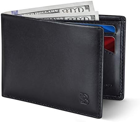 SERMAN BRANDS Mens Slim Bifold Wallet RFID Blocking Minimalist Front Pocket Wallets for Men - Thin & Stylish