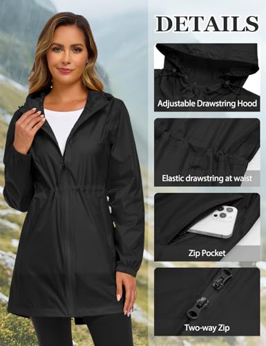 Chaqueta impermeable ligera con cortavientos portátil para mujer 2