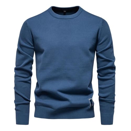 Men's Solid Cotton Crew Neck Knitted Pullover Sweaters Classic Sweater4