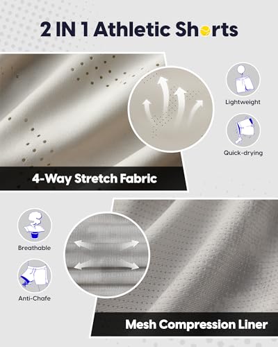 maamgic Men's 2 in 1 Gym Shorts 5 Inch Athletic Tennis Shorts Stretch Workout Running Shorts with Liner4