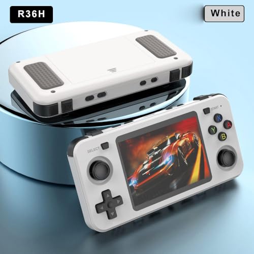 Genérico R36H Consola retro portatil version horizontal de R36S, +15000 Juegos Compatibles PS1, GBC, GBA, NDS, PSP, GameCube, Versión Premium (Color Blanco)