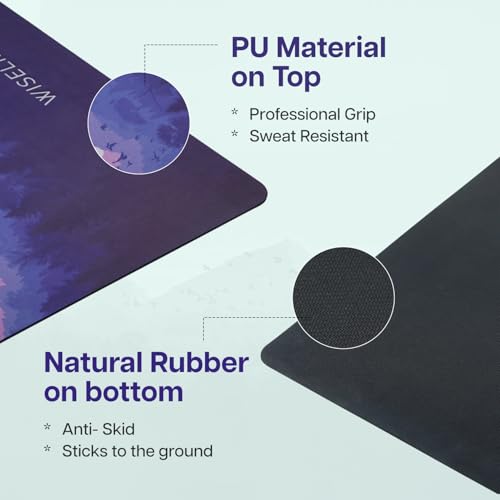 Image of Wiselife PU Natural Rubber Yoga Mat + Carry Strap | Extra Large Extra Wide | Anti skid Anti slip) for Yoga & Workout (Mountain Peace - 6 MM)
