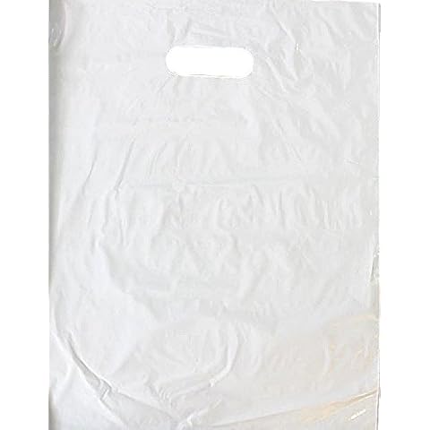 50Pack 12x15" Glossy White Plastic Merchandise Bags w/Handles Cover