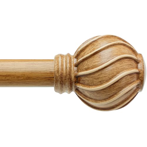 Natural Wood Curtain Rods for Windows 28 to 48 Inches