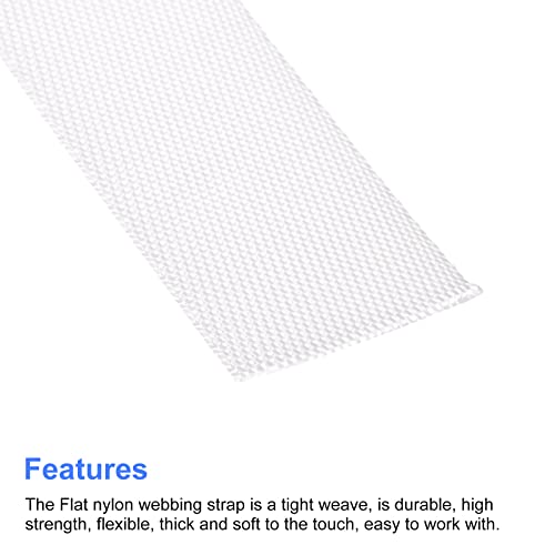 Image of MECCANIXITY Flat Nylon Webbing Strap 1 Inch 15 Yards White for Backpack, Cargo Strap, Luggage-rack