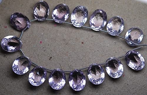 Pink Amethyst faceted oval briolettes 12x16mm pour création bijoux