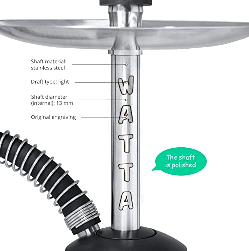 WattaKeeper Shisha Set: Wasserpfeife Komplettset Watta 18+ Mini Edelstahl, Glasbowl, Mundstück, Schläuche, Knickschutzfeder, Dichtungsset, Hygienemundstücke WAT19T19