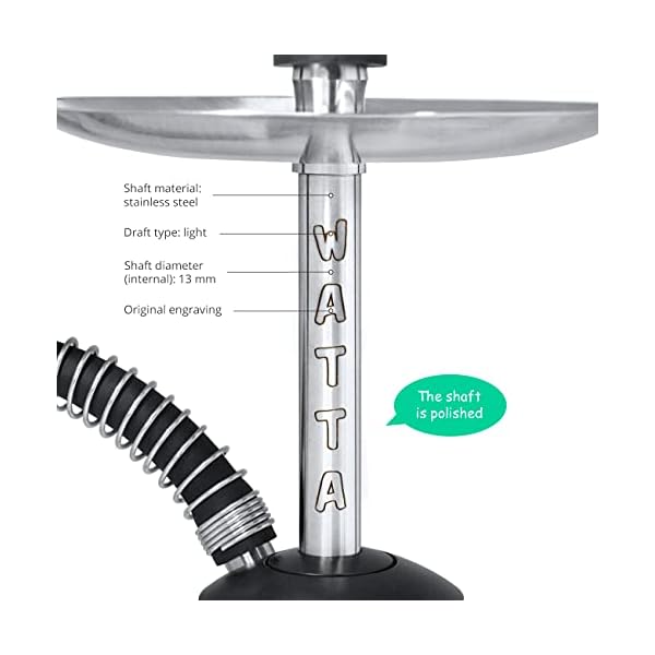 WattaKeeper Shisha Set: Wasserpfeife Komplettset Watta "18+" Mini Edelstahl, Glasbowl, Mundstück, Schläuche, Knickschutzfeder, Dichtungsset, Hygienemundstücke WAT19T19 – Bild 4