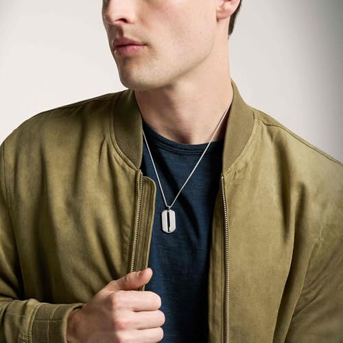 Fossil Men's Knox Knurled Texture Stainless Steel Dog Tag Necklace by Fossil - Used condition - Image 2