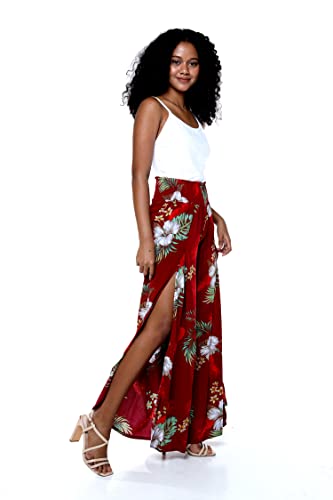 Image of Matchable Family Hawaiian Luau Men Women Girl Boy Clothes in Pineapple Garden Burgundy