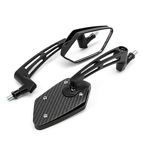 Moto Espejo Lateral Ajustable Ángulo Espejo Retrovisor 8mm 10mm para Moto Scooter Cafe Racer Bobber (A)