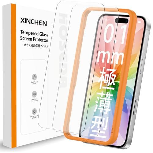 y0.1mm ^zXINCHEN KXtB iPhone 17 / iPhone 16 Pro p KXʕیtB [yʉ/x^b`/ߗ/wh~] iACtH17 pj
