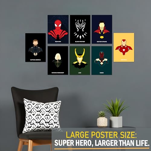 Image of Wonder Hub Super Heroes Wall Posters 8x12 inch (A4 Size) Included Self Adhesive on Back Wall Decor Posters Wall Art For Bedroom, Living room, Office, Dining Room
