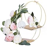 Amplia aplicación: los centros de mesa de aro floral son adecuados para tu decoración de manualidades. Utiliza tu imaginación y creatividad para hacer la decoración de mesa única y bonita. Adecuado para coronas de puerta de Navidad, bodas, fiestas, baby showers, o decoración del hogar, creando un ambiente romántico y cálido