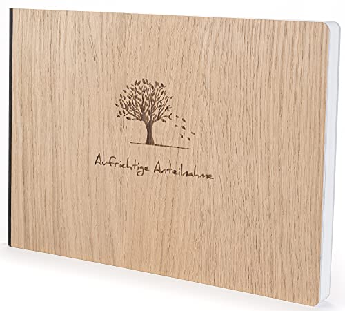 Kondolenzbuch mit edlem Holzcover in der Größe A4 Trauerbuch bei