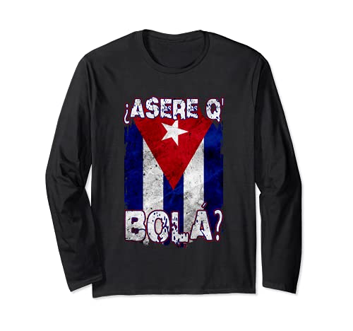 Havana Shirts for Men Asere Que Bola Distressed Cuban Flag Maglia a Manica