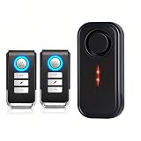 Mengshen Allarme antifurto a vibrazione per auto, bicicletta, scooter, impermeabile, telecomando, forte 113 dB, sirena con luce LED, 7 livelli di sensibilità per esterni, include 2 telecomandi