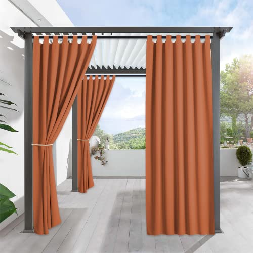 RYB HOME Outdoor Curtains for Patio Waterproof Tab Top Block Sunlight Thermal Insulated Privacy Assured Thick Outside Curtains for Deck, Balcony, Pool, W52 x L72, Mecca Red, 1 Panel