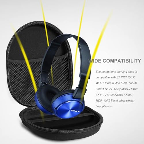 Image of VERTUS Headphone Carrying Hard Storage Bag Case Cover Compatible for Skullcandy Hesh ANC, Crusher Evo, Bose QC45 QC35 II, Sony WH-CH520, 510, 710, 720NC, JBL Tune 510BT, Black