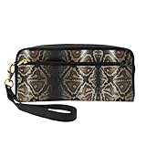 Große Kapazität: 20 x 5,5 x 8,5 cm (L x B x H). Die Kosmetiktasche mit Schlangenhautmuster ist mit mehreren Taschen ausgestattet, um Ihre Kosmetika, Make-up-Werkzeuge, Toilettenartikel, Reiseutensilien usw. aufzubewahren. Im Hauptfach befindet sich eine große Tasche, um Gegenstände zu organisieren.