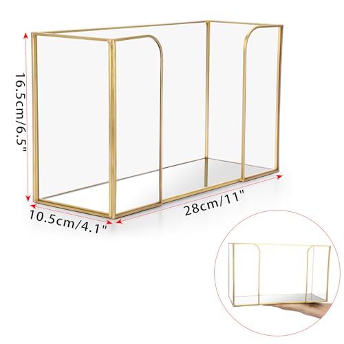 TOLIDA Rectangular Glass Paper Towel Holder - Gold Glass Folded Paper Towel Dispenser for Tabletop Dinner, Hand Towels Holder, Multi-Functional Storage Holder for Cosmetics and Coffee Jars - Image 2