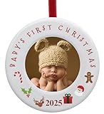 BANBERRY DESIGNS Baby's First 2018 Christmas Photo Ornament for Newborn - 3 1/2